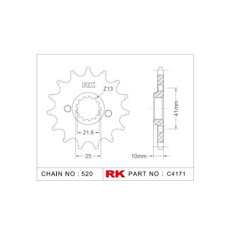 Γρανάζι Κίνησης RK C4171-15ZZ5 (JTF308.15RB) Με Αντιθορ.Λάστιχο XT660X/R'04-15,MT03'06-12,NX650DOMIN.'98-01,PEGASO650'05-09