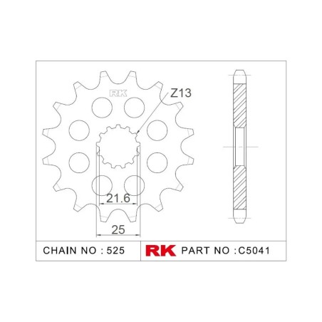 Γρανάζι Κίνησης RK C5041-16ZZ5  (JTF520.16RB) Με Αντιθορ.Λάστιχο TDM850'91-01,GSX-R600'98-19