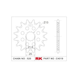 Γρανάζι Κίνησης RK C4019-15ZZ5  (JTF565.15RB) Με Αντιθορ.Λάστιχο KLE650VERSYS'07-24,ER-6'12-16,CF650NT'21-23