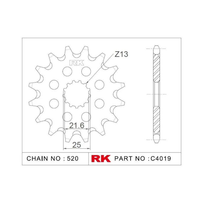 Γρανάζι Κίνησης RK C4019-16ZZ5  (JTF565.16RB) Με Αντιθορ.Λάστιχο TRIUMPH 660 TIGER'22-23