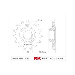 Γρανάζι Κίνησης RK C4168-15ZZ5 (JTF1538.15RB) Με Αντιθορ.Λάστιχο Z750'04-12,Z800'13-16
