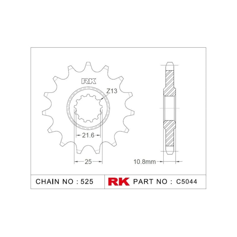 Γρανάζι Κίνησης RK C5044-16ZZ5 (JTF1586.16RB) Με Αντιθορ.Λάστιχο YZF-R6'06-24