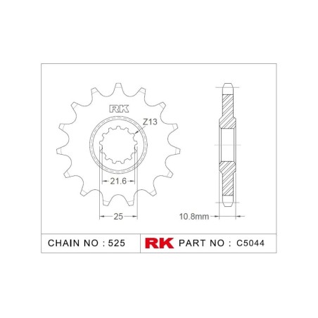 Γρανάζι Κίνησης RK C5044-16ZZ5 (JTF1586.16RB) Με Αντιθορ.Λάστιχο YZF-R6'06-24