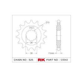 Γρανάζι Κίνησης RK C5042-16ZZ5 (JTF1591.16RB) Με Αντιθορ.Λάστιχο TDM900'02-13,MT-07/09/10TRACER'16-24,MT-09'14-20,YZF-R1'15-24