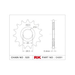 Γρανάζι Κίνησης RK C4201-14ZZ5 (JTF1592.14RB) Με Αντιθορ.Λάστιχο YZF450R'09-24,YFM700R ATV RAPTOR'06-24