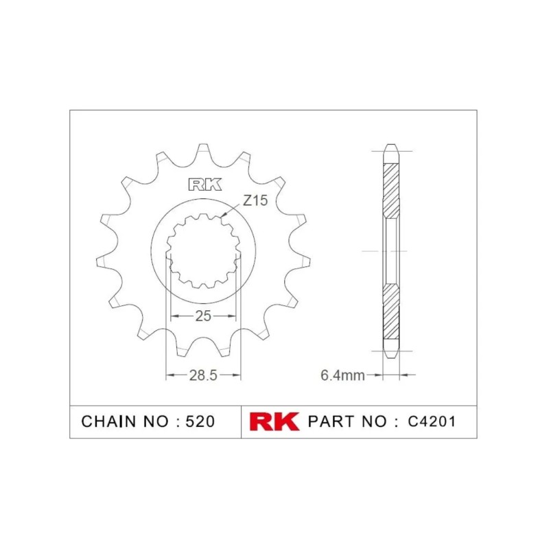 Γρανάζι Κίνησης RK C4201-14ZZ5 (JTF1592.14RB) Με Αντιθορ.Λάστιχο YZF450R'09-24,YFM700R ATV RAPTOR'06-24