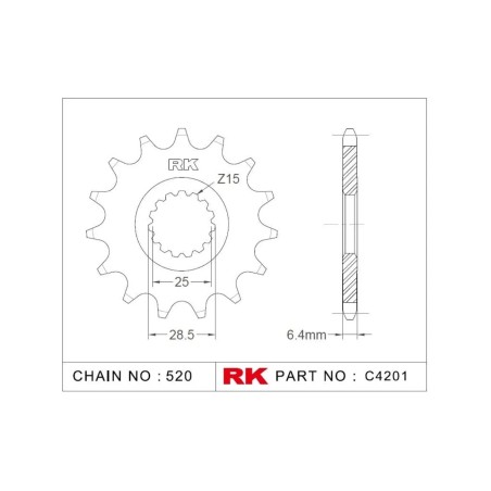 Γρανάζι Κίνησης RK C4201-14ZZ5 (JTF1592.14RB) Με Αντιθορ.Λάστιχο YZF450R'09-24,YFM700R ATV RAPTOR'06-24
