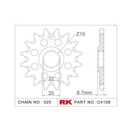 Γρανάζι Κίνησης RK C4158-14ZZ5 (JTF1901.14RB) Με Αντιθορ.Λάστιχο KTM250EXC'00-24,EXC-F350/450'18-24,HUSQVARNA250/350FC'17-24