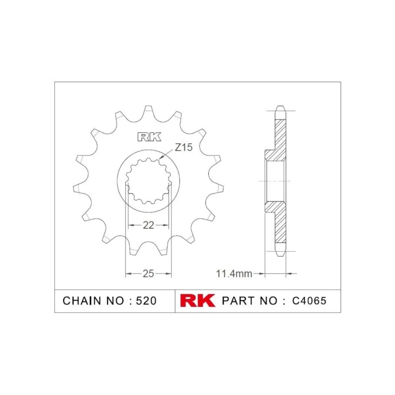 Γρανάζι Κίνησης RK C4065-15ZZ5 (JTF1902.15RB) Με Αντιθορ.Λάστιχο KTM690ENDURO'08-24,HUSQVARNA 701 ENDURO'17-24