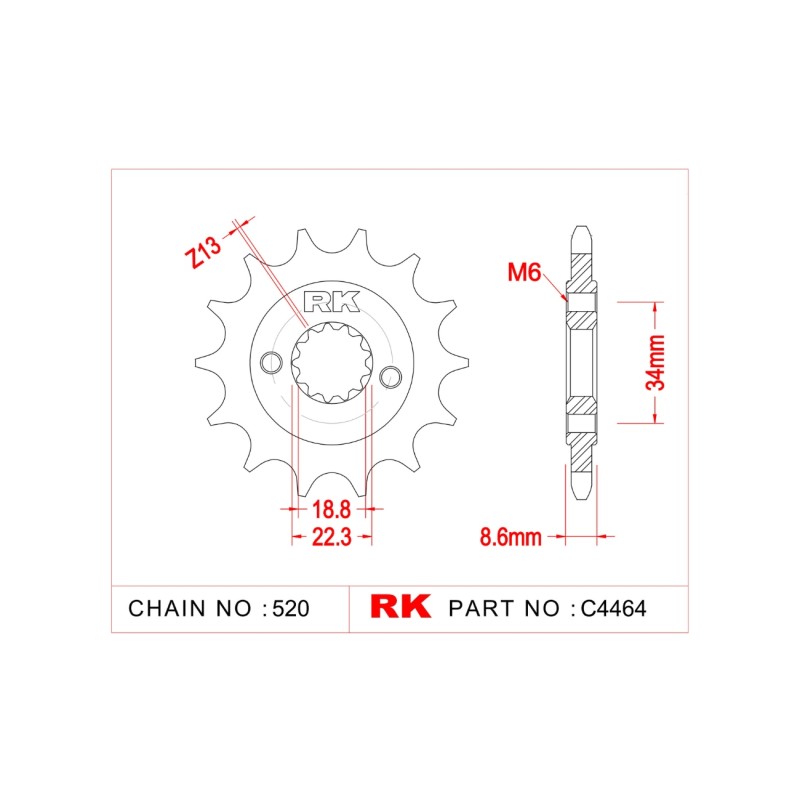 Γρανάζι Κίνησης RK C4464-15ZZ5 (JTF1908.15RB) Με Αντιθορ.Λάστιχο KTM390DUKE'13-23,KTM390ADVENTURE'20-24