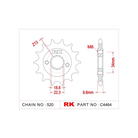 Γρανάζι Κίνησης RK C4464-15ZZ5 (JTF1908.15RB) Με Αντιθορ.Λάστιχο KTM390DUKE'13-23,KTM390ADVENTURE'20-24