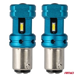 Amio - Λάμπες LED Αυτοκινήτου LED CANBUS 1157 BAY15D P21/5W 4SMD 1860 6000K Λευκή – Universal 12V/24V - 2 Τεμ. (04253/AM)