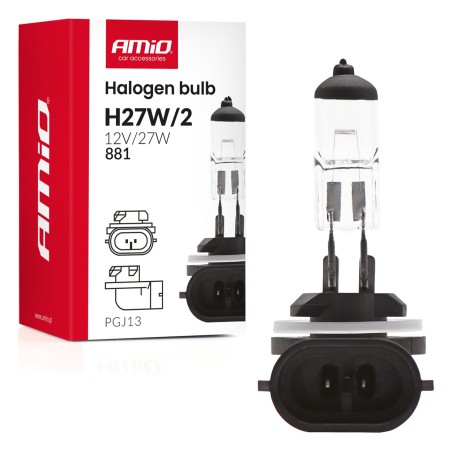 Amio - Λάμπα Αλογόνου H27W/2 (881) 12V 27W PGJ13 – Για Προβολείς Ομίχλης & DRL - 1 τεμ. (04413/AM)
