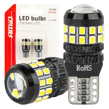 Amio - Λάμπες LED CANBUS T10 (W5W) 27SMD 2016 Λευκές 5500K 12V/24V - 2τεμ. (04258/AM)