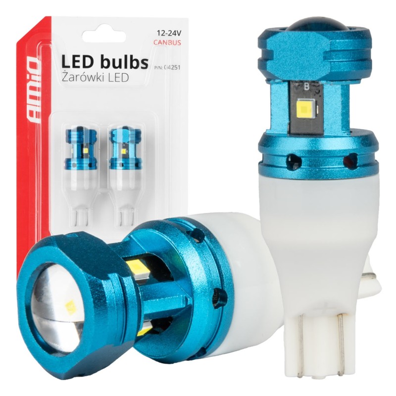 Amio - Λάμπες LED CANBUS T15 (W16W) 4SMD 1860XS Λευκή 6000K 12V/24V για Φώτα Όπισθεν, Πινακίδας & Χώρου Αποσκευών - 2τεμ. (04251