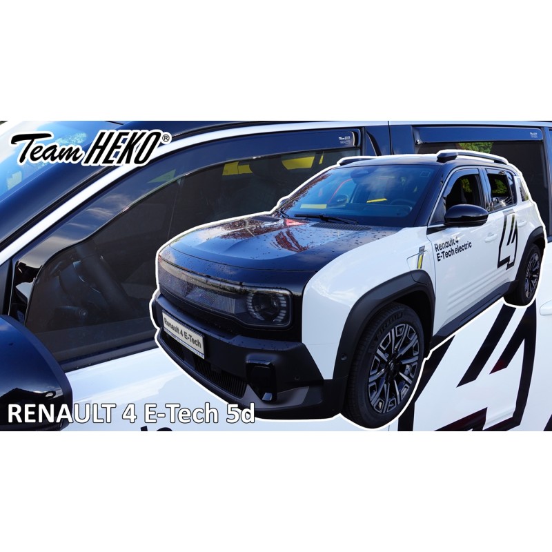 Heko - Ανεμοθραύστες για Renault 4 E-Tech Electric 5 Doors 2025+ ΣΕΤ ΑΝΕΜΟΘΡΑΥΣΤΕΣ (4ΤΕΜ) Σετ Αυτοκινήτου Απο Εύκαμπτο Φιμέ Πλασ
