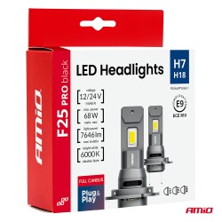 Amio - Λαμπτήρες LED F25 PRO Black Edition H7 68W 12-24V Full CAN Bus με Φωτεινότητα 7646lm σε Ψυχρό Λευκό 6000K για Επιβατικά Α