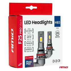 Amio - Λαμπτήρες LED F25 PRO Black Edition HB3 (9005) 68W 12-24V Full CAN Bus με Φωτεινότητα 7646lm σε Ψυχρό Λευκό 6000K για Επι