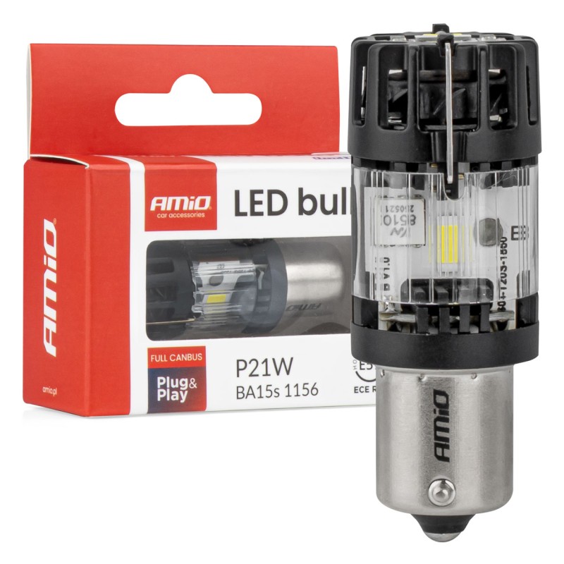 Amio - Λαμπτήρες LED τύπου P21W βάση BA15s τάση λειτουργίας 12V απόδοσης 66W (4800lm) LumiTec Series FULL CANBUS Μονοπολικό CSP 