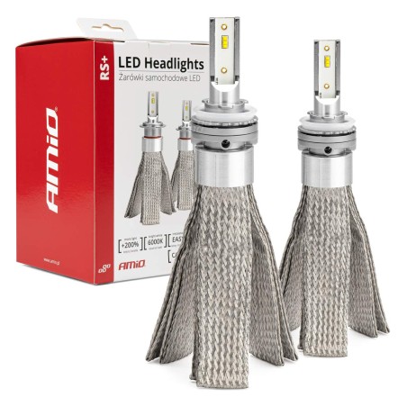 Amio - Λάμπες LED H8/H9/H11 τύπου RS+ Series τάση λειτουργίας 12-36V απόδοσης 50W με ψύκτρα λεπίδες φτερού Can-bus για Επιβατικά
