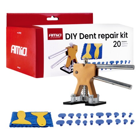 Amio - Kit Επισκευής Λαμαρίνας από Λακούβες (Αμάξωμα Οχήματος) DIY Dent Repair Kit με 20 Αντάπτορες για Επιβατικά Αυτοκίνητα - 1