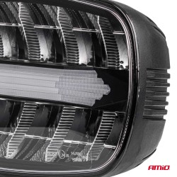 Amio - Προβολέας Εργασίας LED Oval με Ενσωματωμένο Φλας 109W 7000lm 9/36V για Φορτηγά Γεωργικά Μηχανήματα και Off-Road Οχήματα -