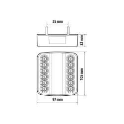 Lampa - Φανάρι τρέιλερ/φορτηγού πίσω 5 χρήσεων 16LED τύπου standard τάση λειτουργίας 12/24V διάσταση 97x105x36mm για Επιβατικά Α