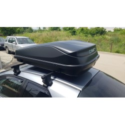 Μπαγκαζιέρα οροφής Junior Easy 145x94x40cm με 85mm στοιχεία στερέωσης με μονόπλευρο άνοιγμα και κλειδί, 420 λίτρα - μαύρη γυαλισ