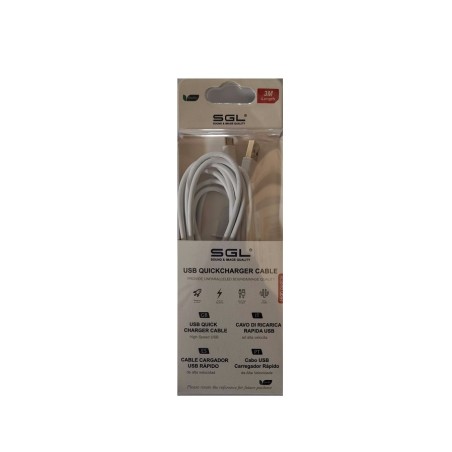 Καλώδιο φόρτισης & data Micro USB - Quick Charge - V8 - 3M - 194752