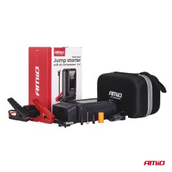 Amio - Φορητός Εκκινητής Μπαταρίας (Jump Starter) 4 σε 1 με ενσωματωμένο Κομπρεσέρ Αέρα, Powerbank και Φακό LED τάση λειτουργίας