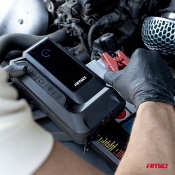 Amio - Φορητός Εκκινητής Μπαταρίας (Jump Starter) 4 σε 1 με ενσωματωμένο Κομπρεσέρ Αέρα, Powerbank και Φακό LED τάση λειτουργίας