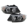 Φανάρια εμπρός angel eyes για BMW E90 (2005-2008) - CCFL μαύρα , με λάμπες (Η1) - σετ 2τμχ.