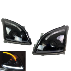 Φανάρια εμπρός Led Toyota Land Cruiser 120 (2003-2009) led - μαύρα , με λάμπες (Η7) - σετ 2τμχ.