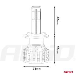 Amio – LED HB3 9005 COB 12/24V 38W 6500K 3800lm Σειρά COB για Ισχυρό Λευκό Φωτισμό & Καθαρή Ορατότητα – 2 Τεμ. (02846/AM)