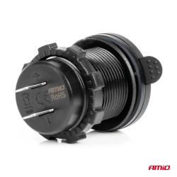 Amio – Φορτιστής Αναπτήρα 12/24V 2xUSB-C + USB QC3.0 για Ταχεία Φόρτιση & Ασφαλή Χρήση με LED – 1 Τεμ. (04596/AM)