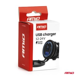 Amio – Φορτιστής Αναπτήρα 12/24V 2xUSB-C + USB QC3.0 για Ταχεία Φόρτιση & Ασφαλή Χρήση με LED – 1 Τεμ. (04596/AM)