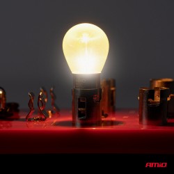Amio – Λάμπες Αλογόνου PY21W BAU15s 12V 21W Πορτοκαλί/Χρώμιο Lumitec για Φλας & Καθαρή Σήμανση – Σετ 2 Τεμ. (04627/AM)