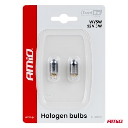 Amio – Λάμπες Αλογόνου WY5W W2.1x9.5d Καρφωτές 12V 5W Λευκό/Χρώμιο Lumitec για Φωτισμό Θέσης & Εσωτερικό – Σετ 2 Τεμ. (04628/AM)