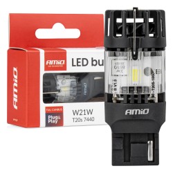 Amio – LED CSP T20S W21W 7440 Καρφωτό 12V 66W 4800lm 6500K Full CANBUS για Όπισθεν & Ισχυρό Φως – 1 Τεμ. (04686/AM)