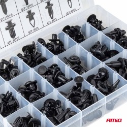 Amio – Κλιπς Ταπετσαρίας Αυτοκινήτου Σετ 190 Τεμ. για Σταθερή Τοποθέτηση & Επισκευή Πλαστικών – 1 Σετ (04736/AM)
