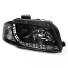 Φανάρια εμπρός led για Audi A3 (2003-2008) - μαύρα , με λάμπες (H7/Η1) - σετ 2τμχ.