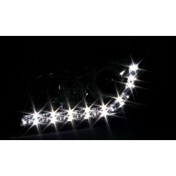 Φανάρια εμπρός led για Audi A3 (2003-2008) - μαύρα , με λάμπες (H7/Η1) - σετ 2τμχ.