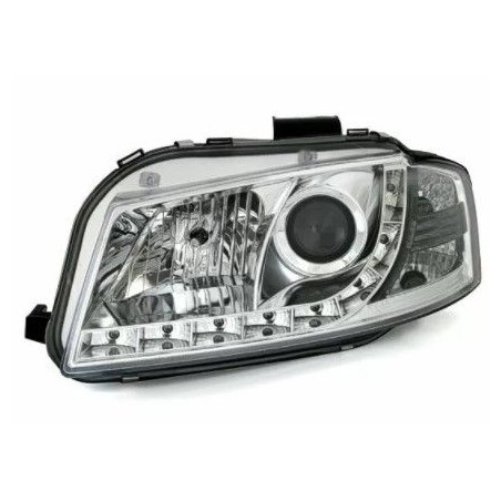 Φανάρια εμπρός led Dayline για Audi A3 (2003-2008) - χρωμίου , με λάμπες (Η1) - σετ 2τμχ.