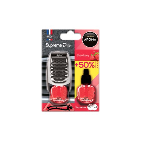 AMiO - Αρωματικό Αεραγωγού Αυτοκινήτου Aroma Supreme Duo Strawberry Αεραγωγού με Ρύθμιση Έντασης (+50% Περιεχόμενο) - 1 Τεμ. (A9