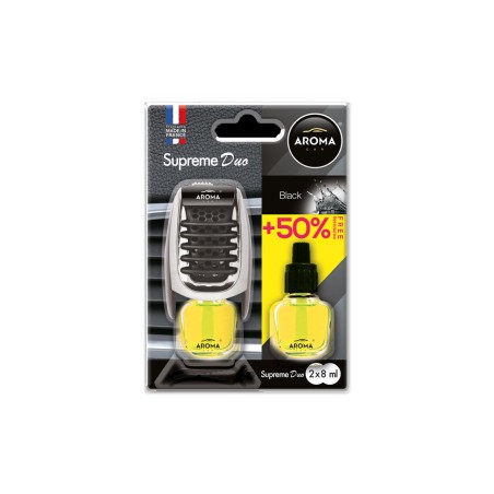 AMiO - Αρωματικό Αεραγωγού Αυτοκινήτου Aroma Supreme Duo Black Αεραγωγού με Ρύθμιση Έντασης (+50% Περιεχόμενο) - 1 Τεμ. (A92259/