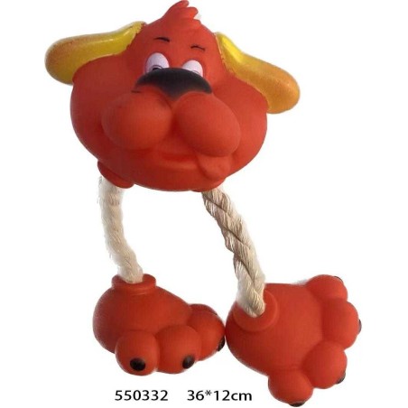 Παιχνίδι σκύλου Latex ζωάκι με σχοινί - 36x12cm - 12pcs - 550332