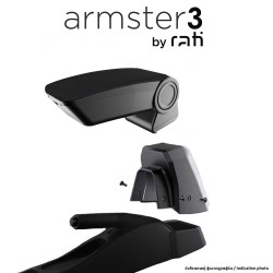 Rati - Ολοκληρωμένος Τεμπέλης Armster 3 για MG 3 2024  από Πλαστικό και Ύφασμα σε Μαύρο Χρώμα με Αντάπτορα Τοποθέτησης - 1 Σετ (