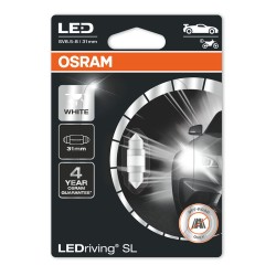 Λάμπα Led Σωληνωτή 29mm C5W SV8.5-8 12volt 1 watt 6000k Osram 6438DWΡ-01Β 1 Τεμάχιο