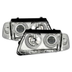 Μπροστινά Φανάρια Set Για Vw Passat 3B 96-00 Angel Eyes Χρωμίου H7/H7 Depo