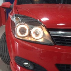 Μπροστινά Φανάρια Set Για Opel Astra H 04-09 Angel Eyes Μαύρα H7/H7 Με Μοτέρ Depo